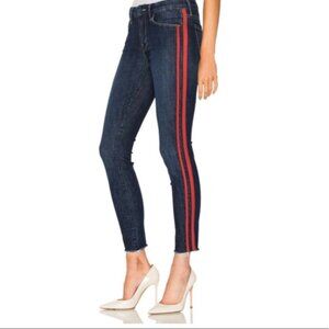 Mother Womens Looker Ankle Fray Skinny Jeans Speed Racer Blue Red Stripe size 27
